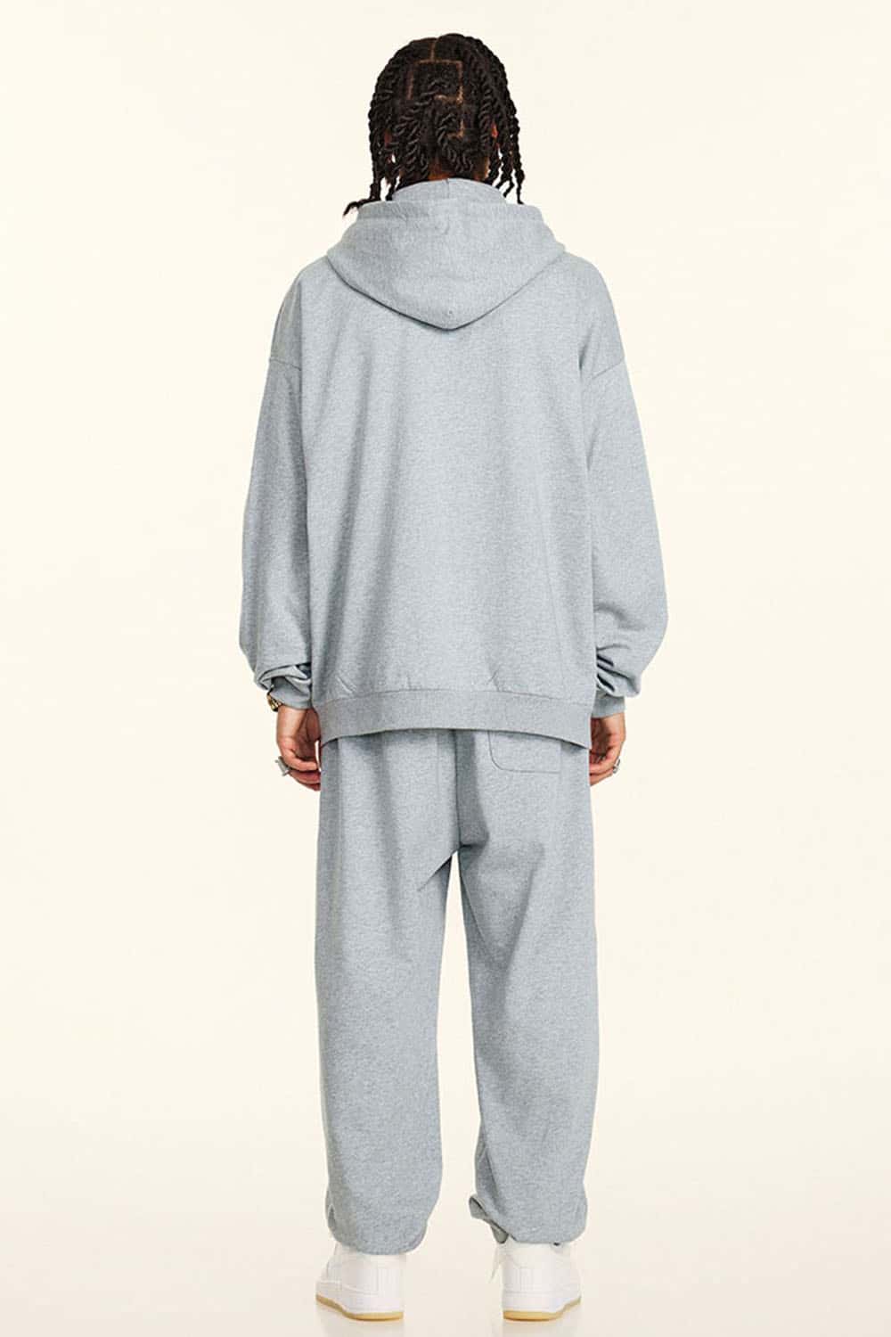 Heavyweight 440g Vintage Zip-Up Hooded Jacket with Retro Sports Design