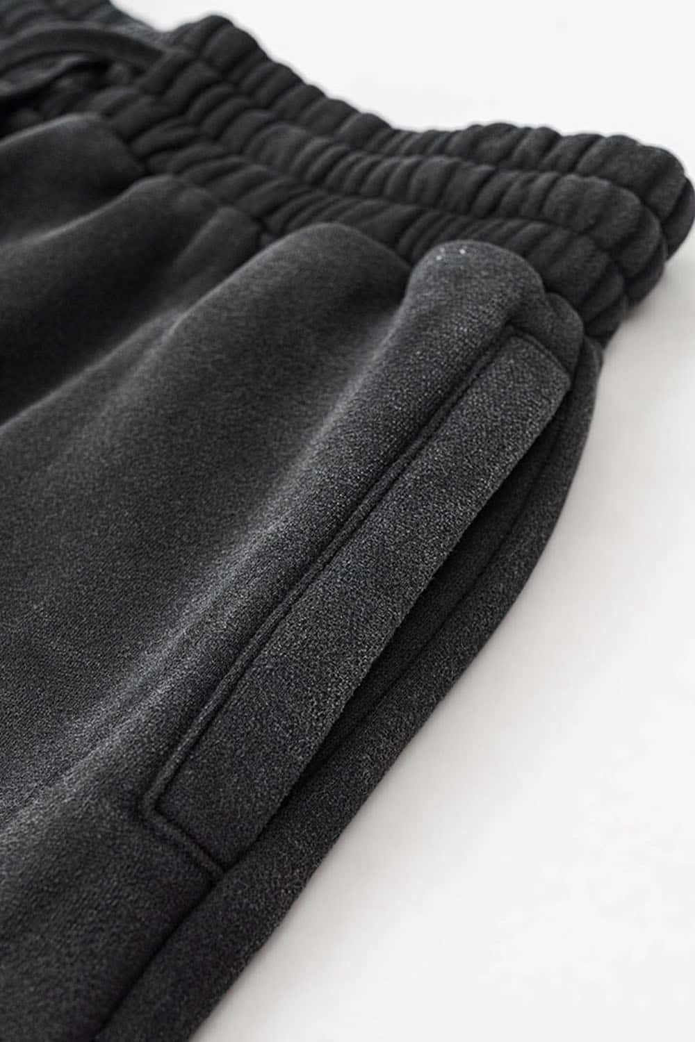 Loose Casual Straight-Leg Fleece-Lined Knit Joggers with Vintage Wash