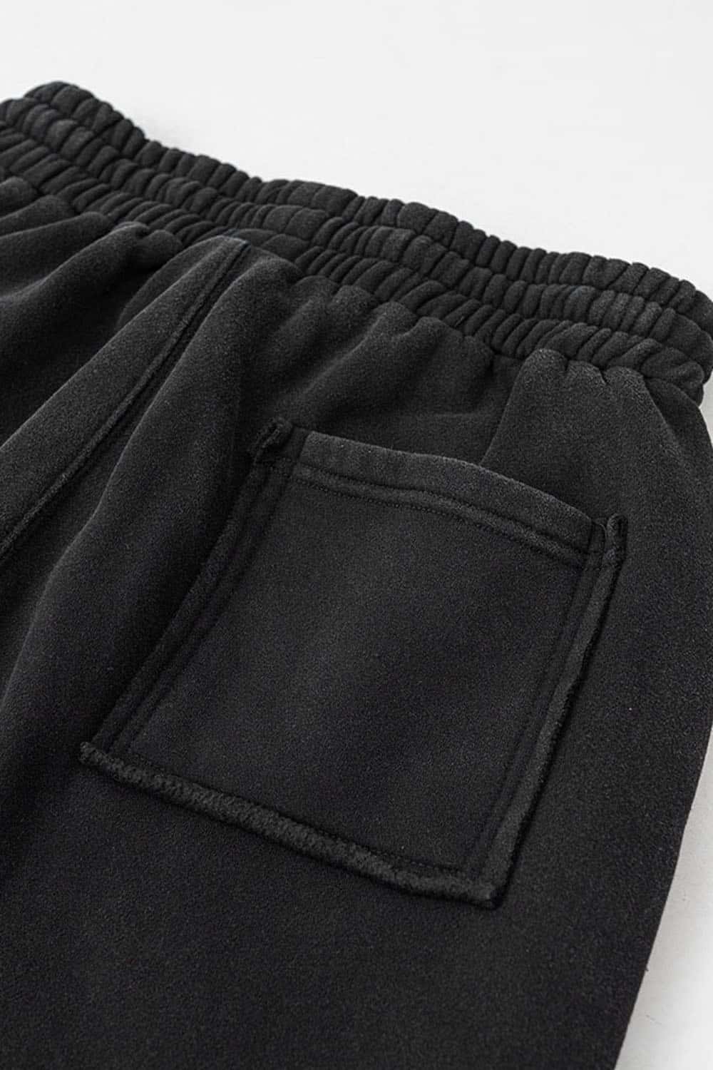 Loose Casual Straight-Leg Fleece-Lined Knit Joggers with Vintage Wash