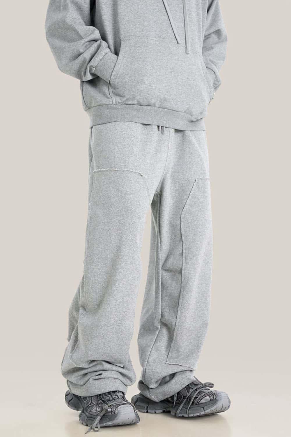 Loose Casual Straight-Leg Fleece-Lined Knit Joggers with Vintage Wash