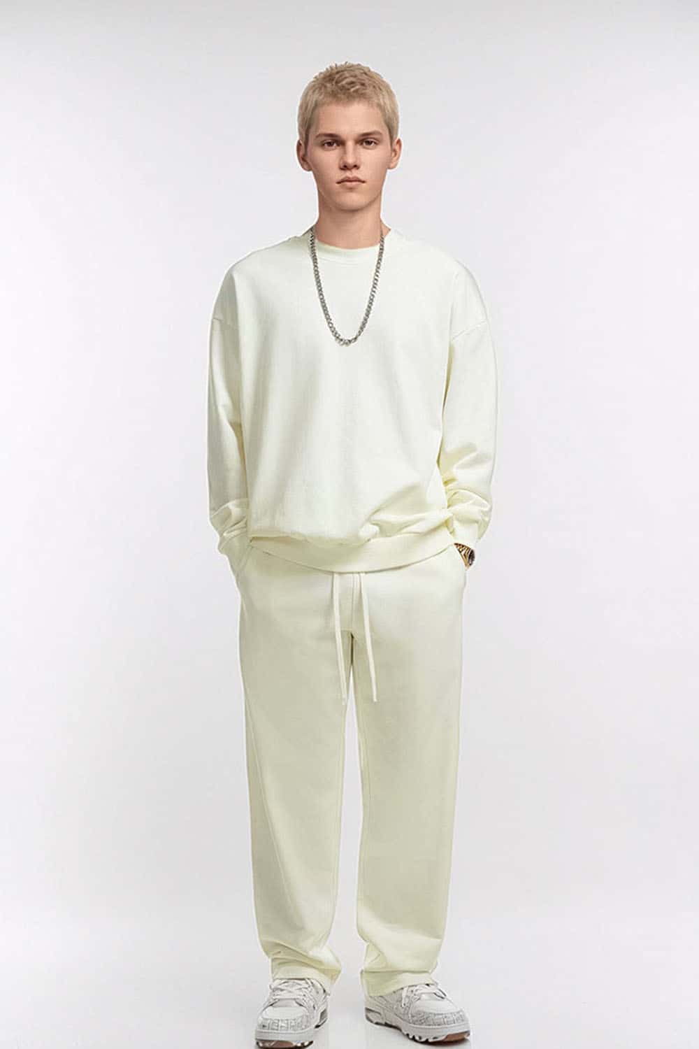 360g Solid Color Crew Neck Oversized Pullover Sweatshirt