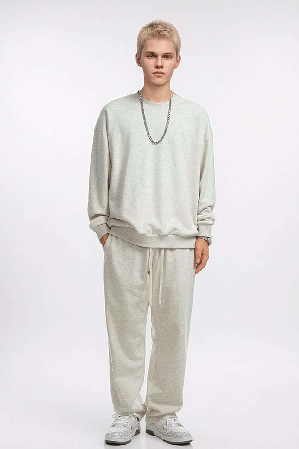 360g Solid Color Crew Neck Oversized Pullover Sweatshirt