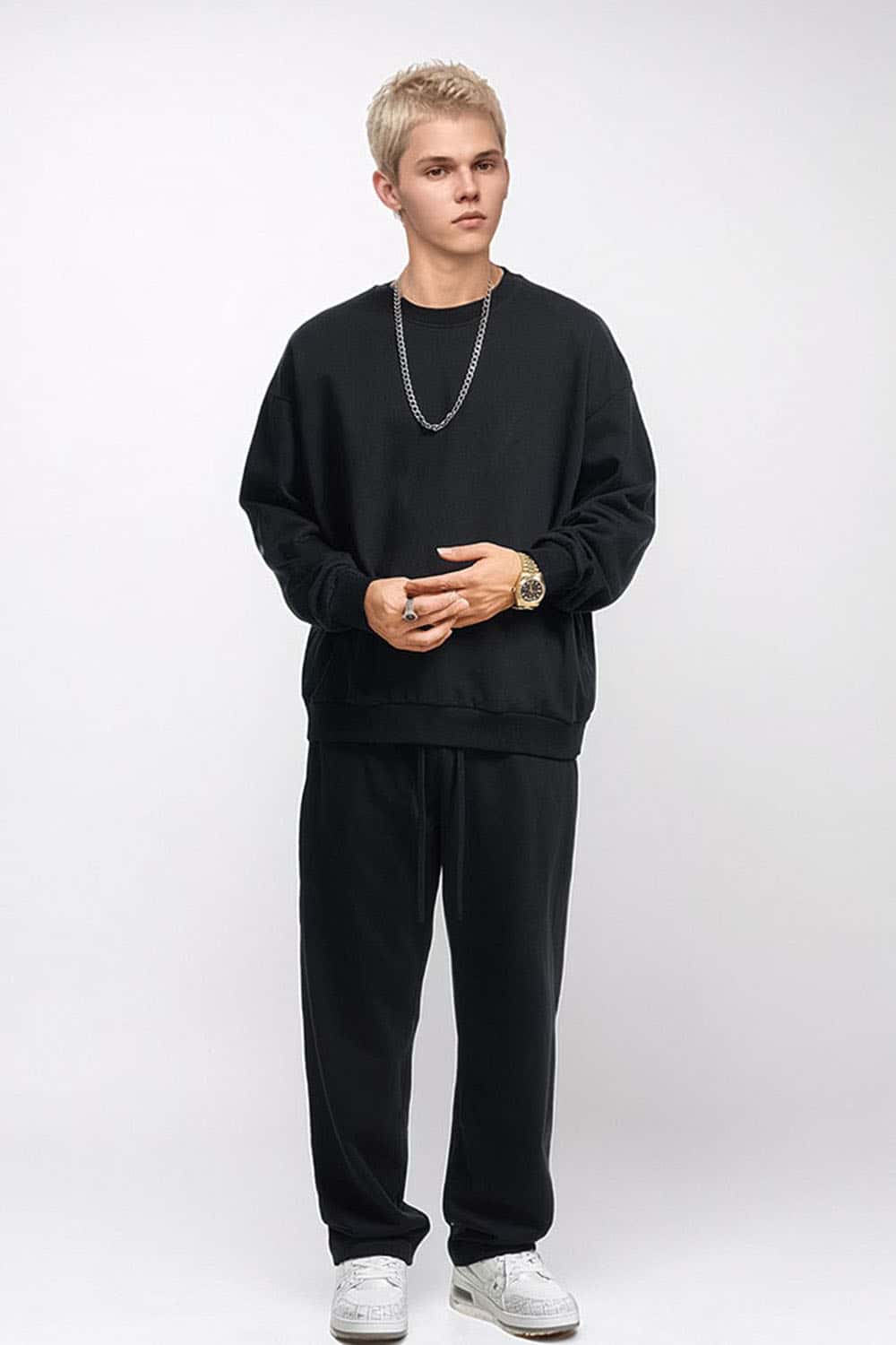360g Solid Color Crew Neck Oversized Pullover Sweatshirt