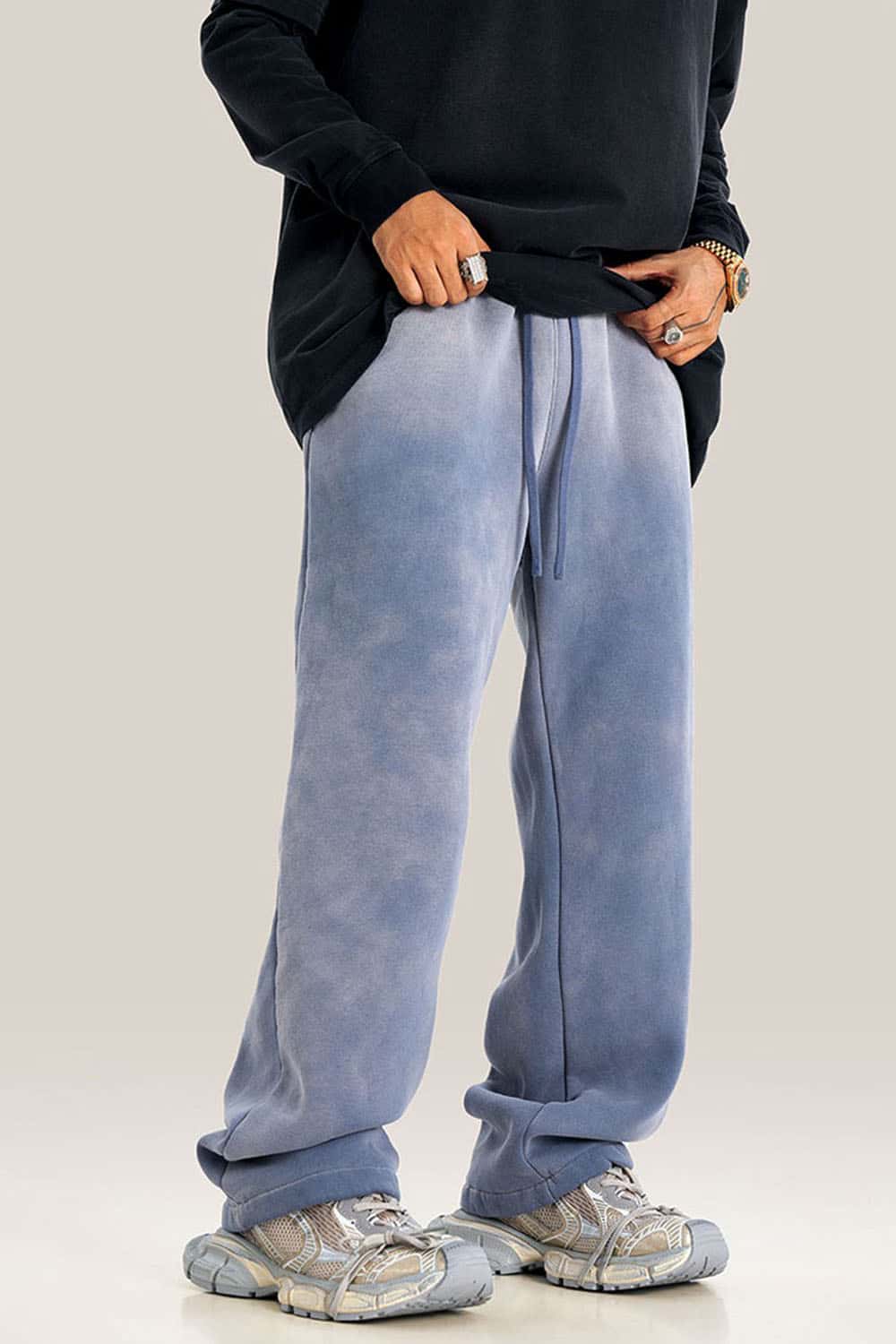 Thick Fleece-Lined Wide Leg Streetwear Sweatpants