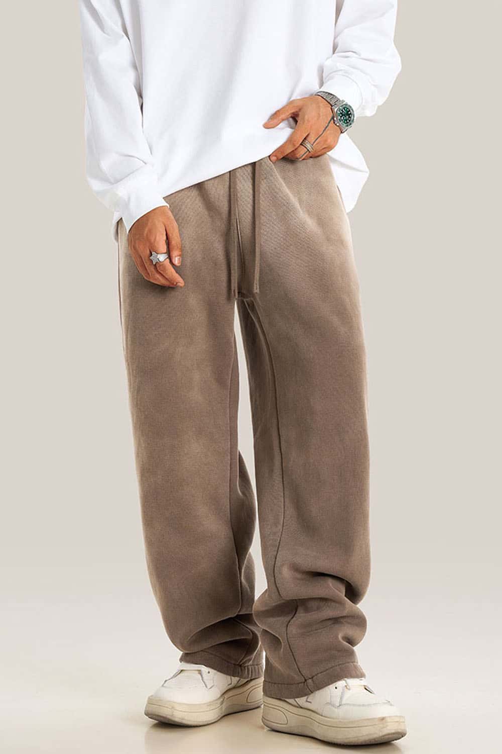 Thick Fleece-Lined Wide Leg Streetwear Sweatpants