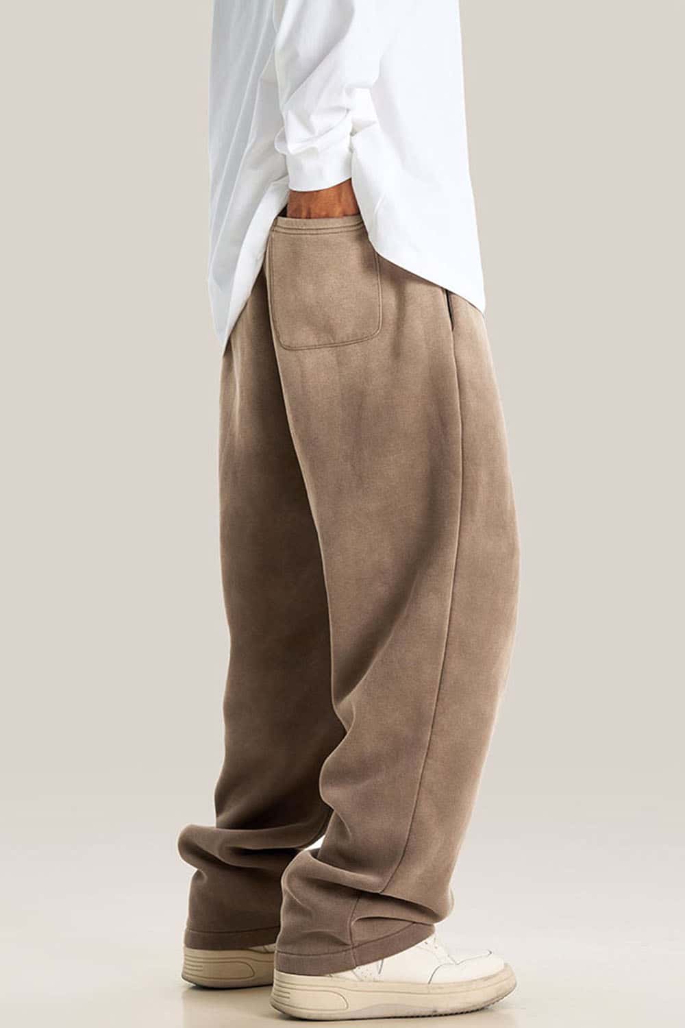 Thick Fleece-Lined Wide Leg Streetwear Sweatpants