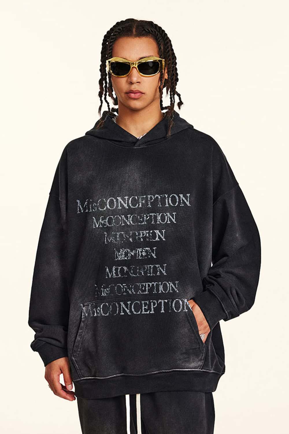 Vintage Wax-Dyed Loose Hoodie with High Street Style