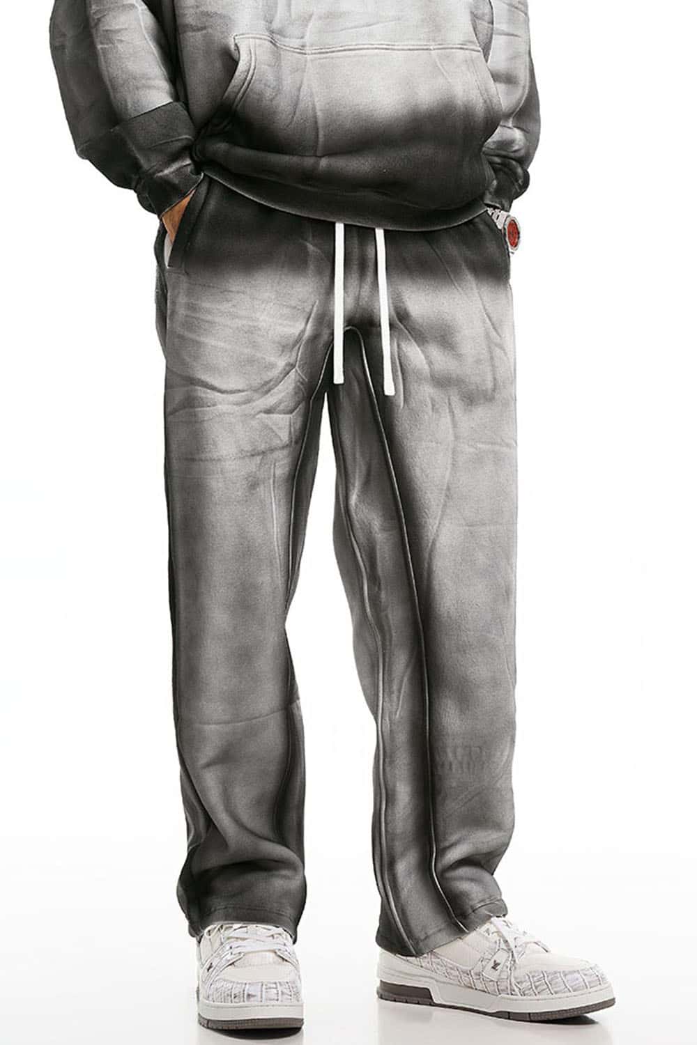 High Street Gradient Wide-Leg Sports Pants with Vintage Wash