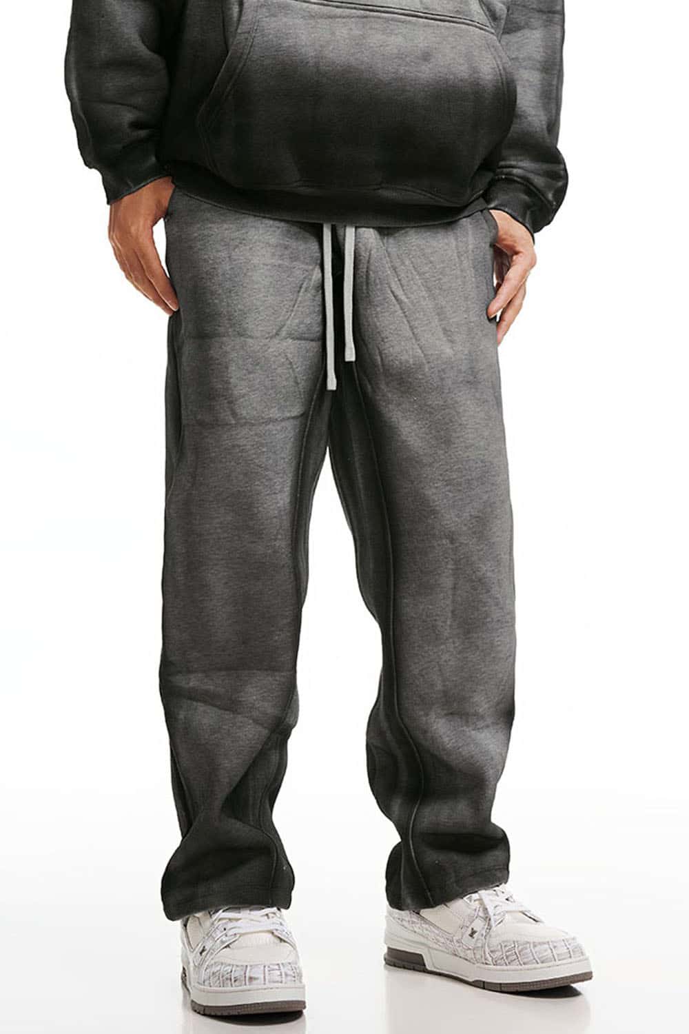 High Street Gradient Wide-Leg Sports Pants with Vintage Wash