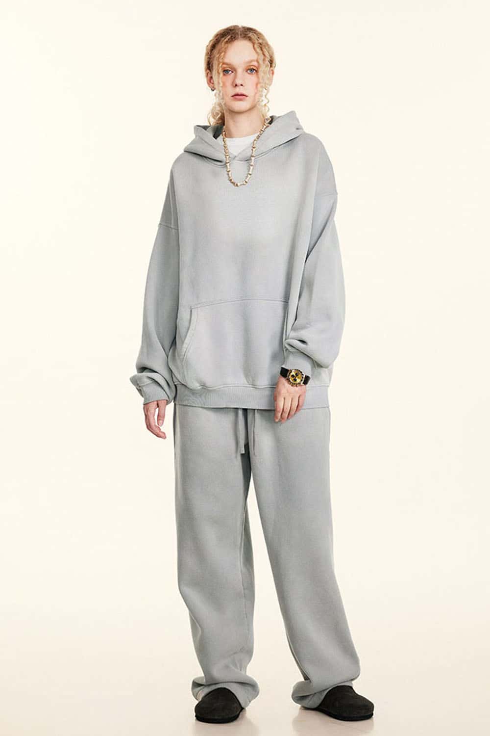 Designer Loose-Fit Fleece-Lined Hoodie with Stylish Detailing