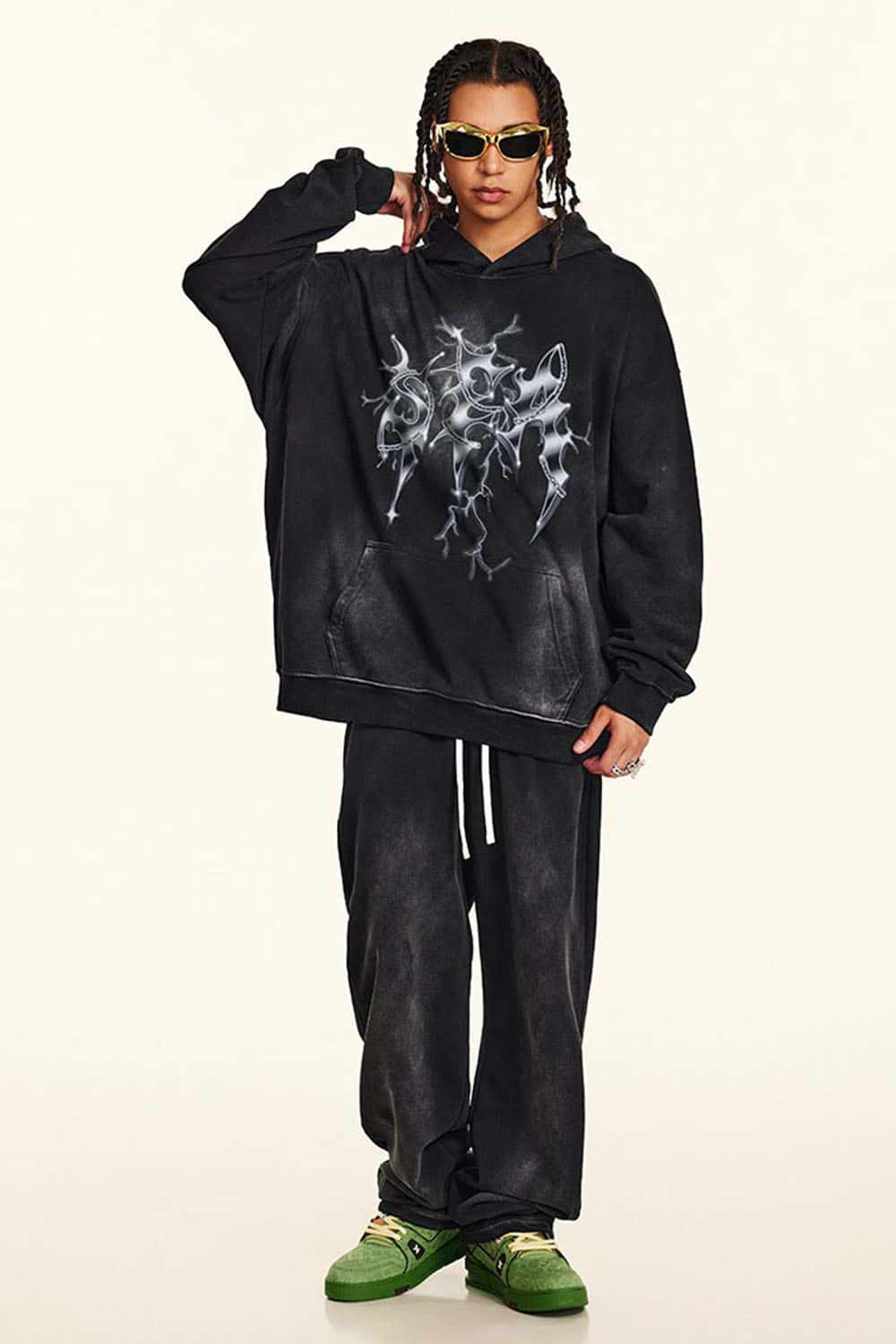 Vintage Metal Rock Distressed Washed Loose Hoodie