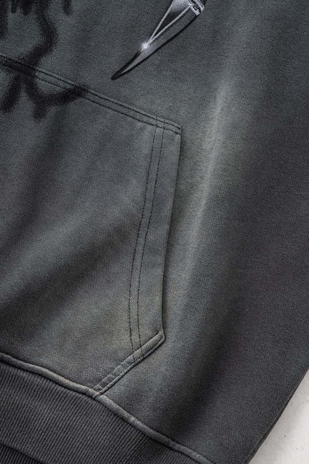 Vintage Metal Rock Distressed Washed Loose Hoodie