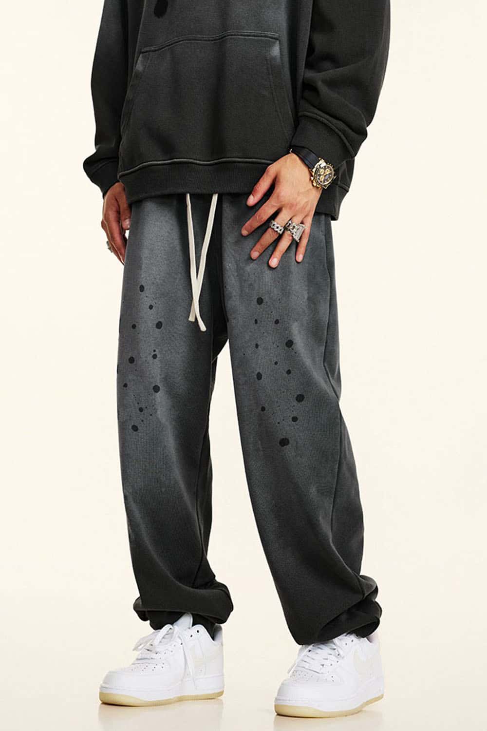 High Street Distressed Elastic Waist Joggers with Cuffed Ankles