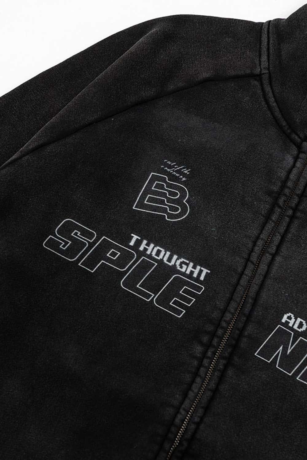 High Street Heavyweight Washed Zip-Up Fleece Hoodie with Collar