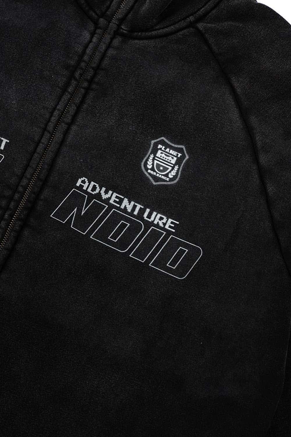 High Street Heavyweight Washed Zip-Up Fleece Hoodie with Collar