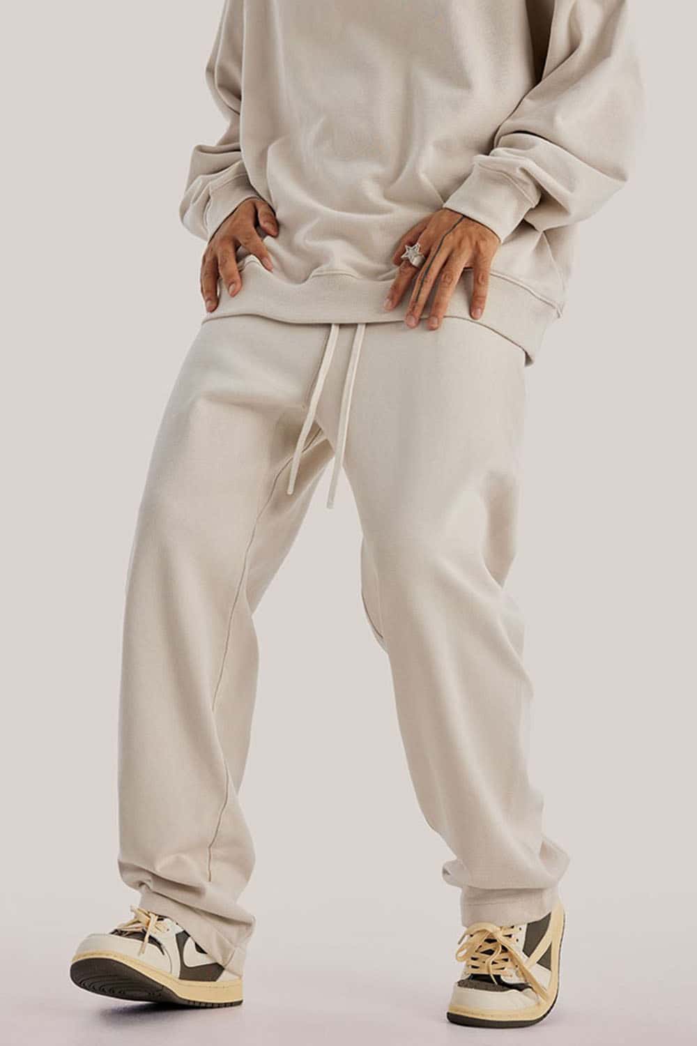 Heavyweight Loose-Fit Sweatpants Straight-Leg Athletic Trousers