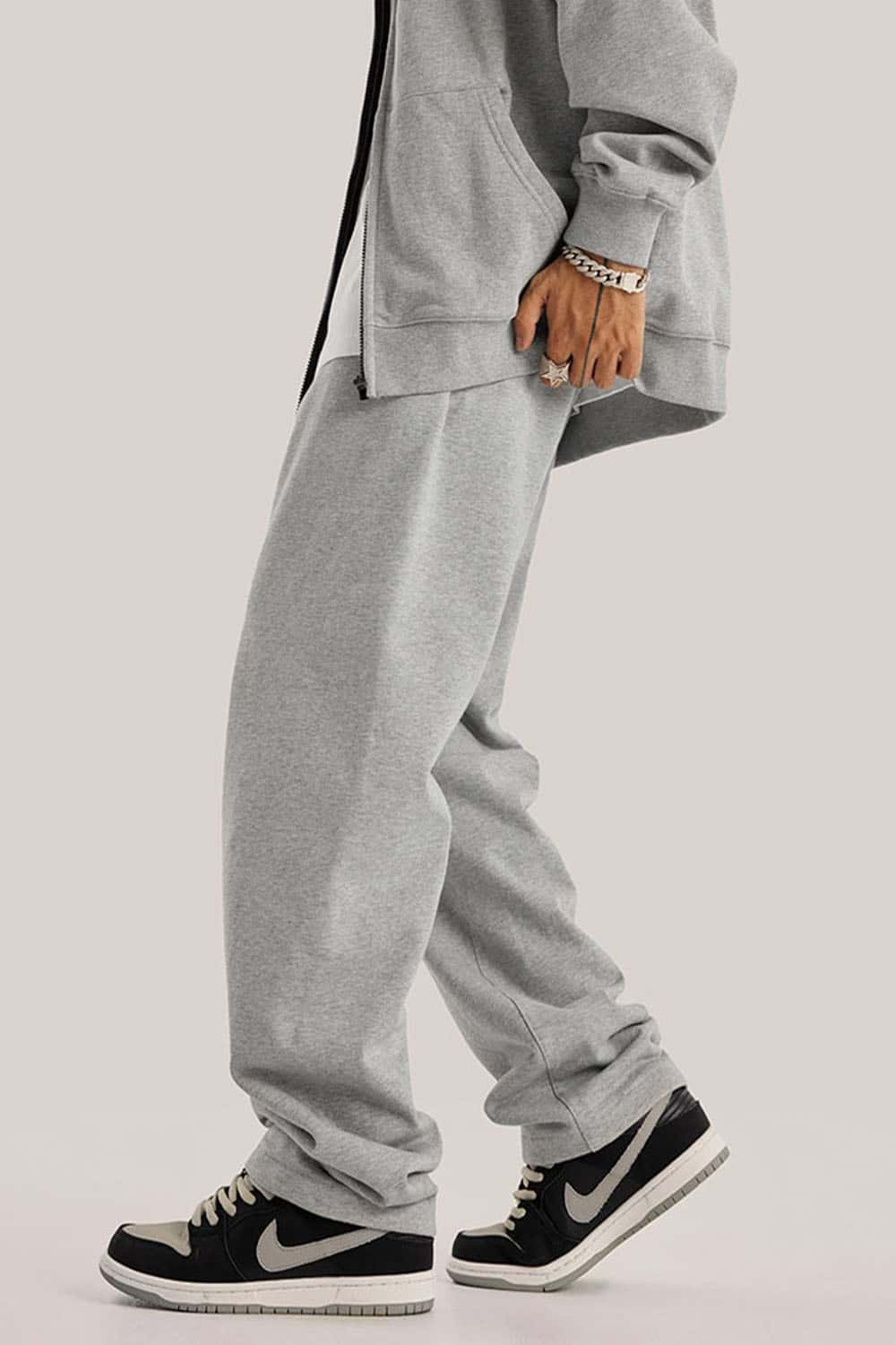 Heavyweight Loose-Fit Sweatpants Straight-Leg Athletic Trousers