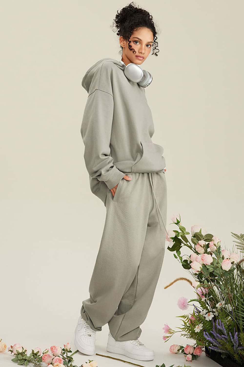 Heavyweight Terry Cloth Hoodie - Solid Color Trendy Outfit