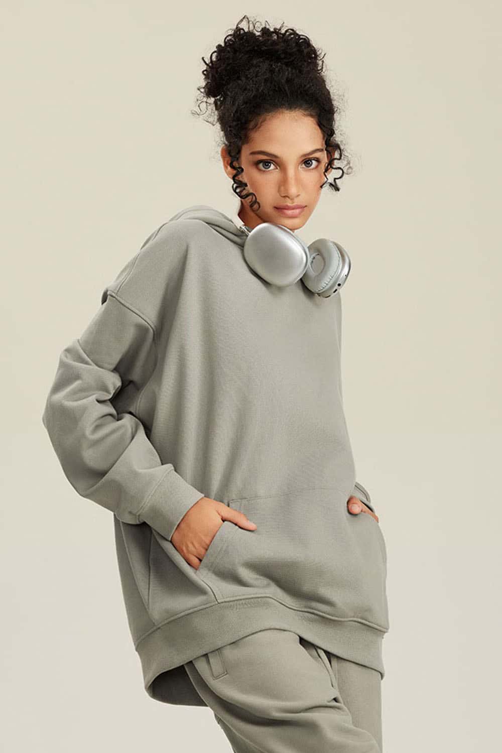 Heavyweight Terry Cloth Hoodie - Solid Color Trendy Outfit