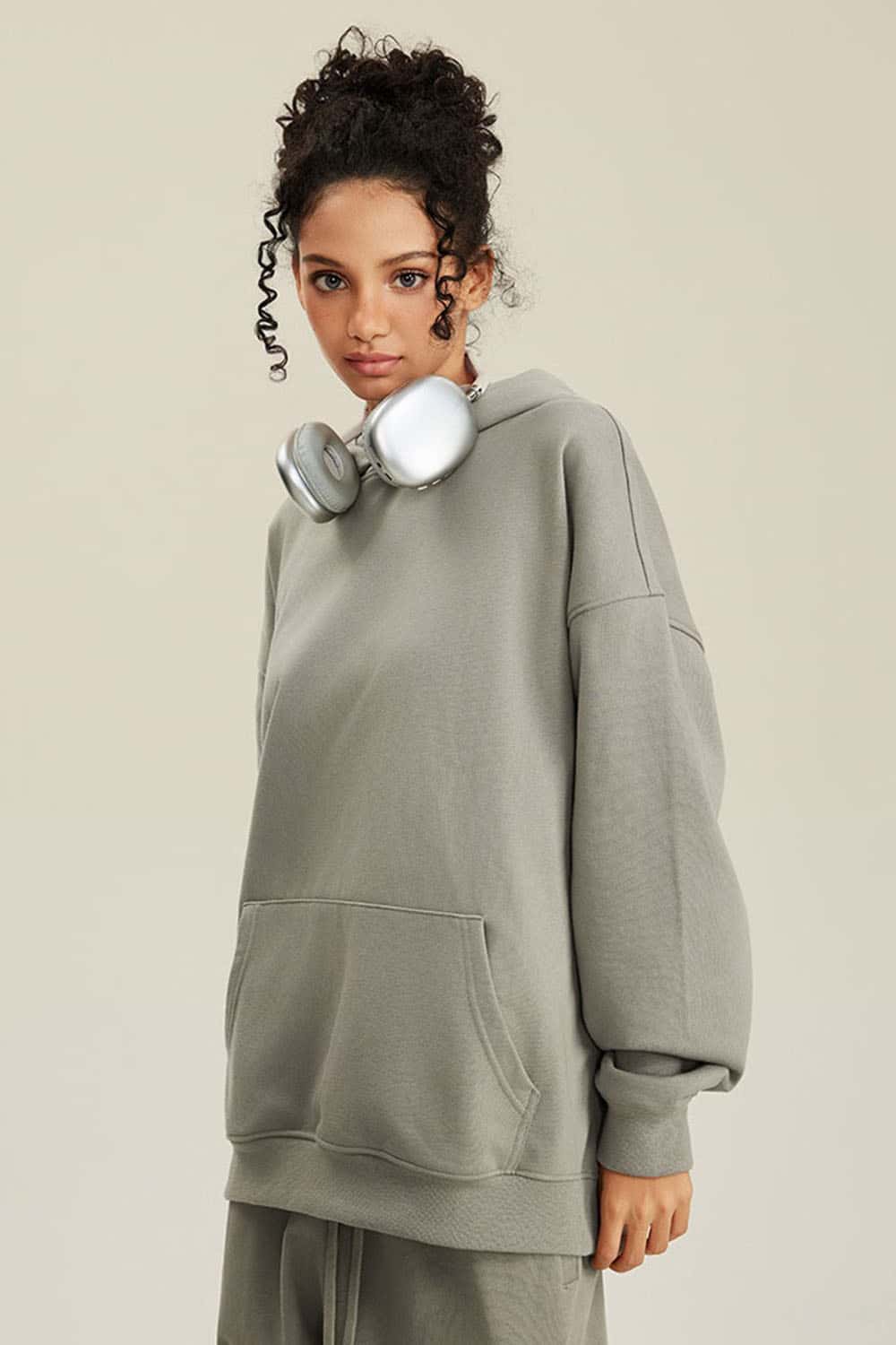 Heavyweight Terry Cloth Hoodie - Solid Color Trendy Outfit