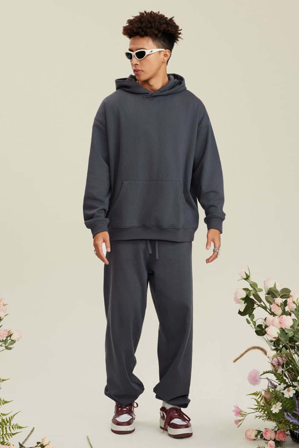 Heavyweight Terry Cloth Hoodie - Solid Color Trendy Outfit