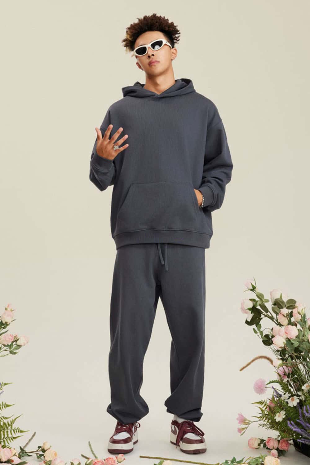 Heavyweight Terry Cloth Hoodie - Solid Color Trendy Outfit