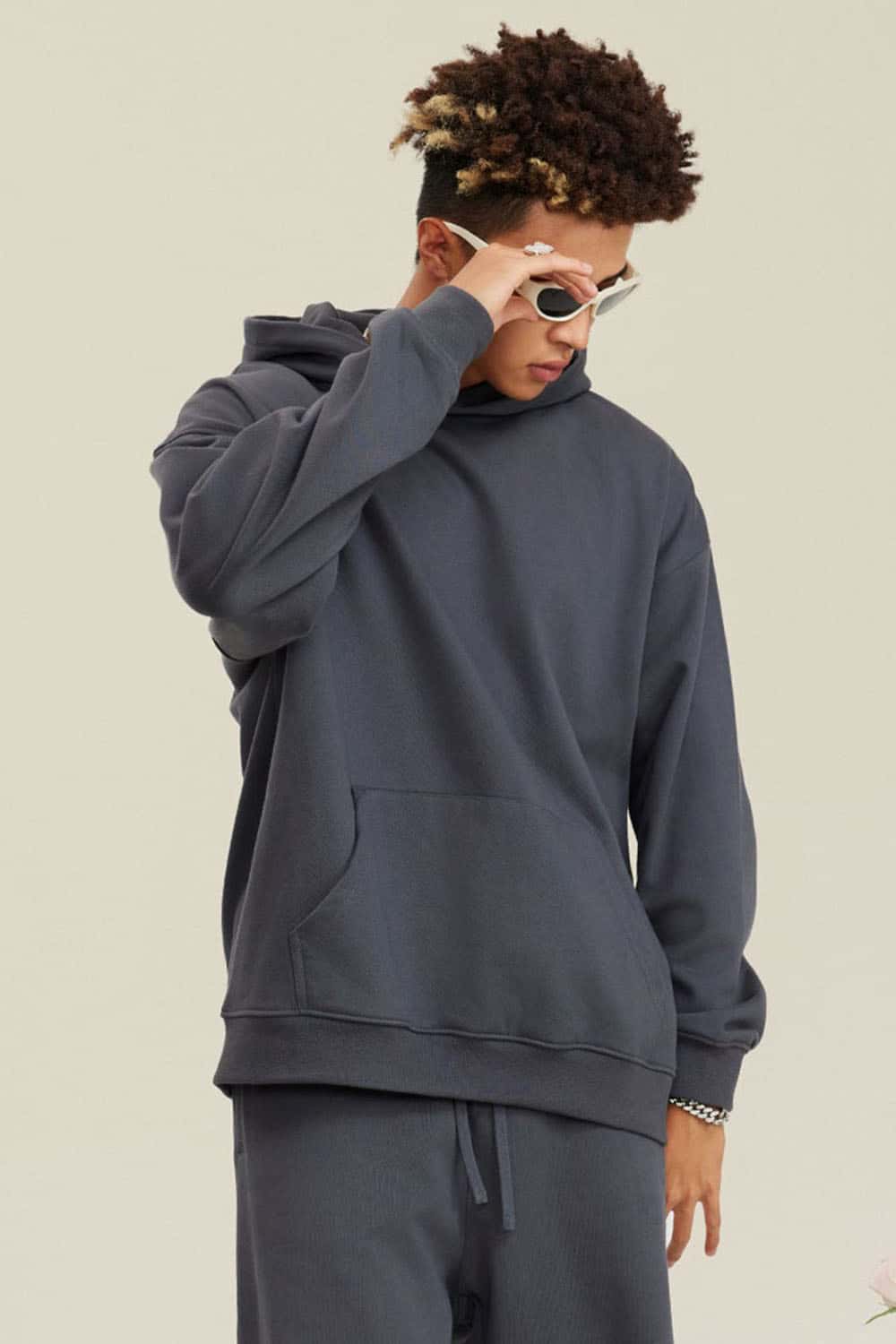 Heavyweight Terry Cloth Hoodie - Solid Color Trendy Outfit