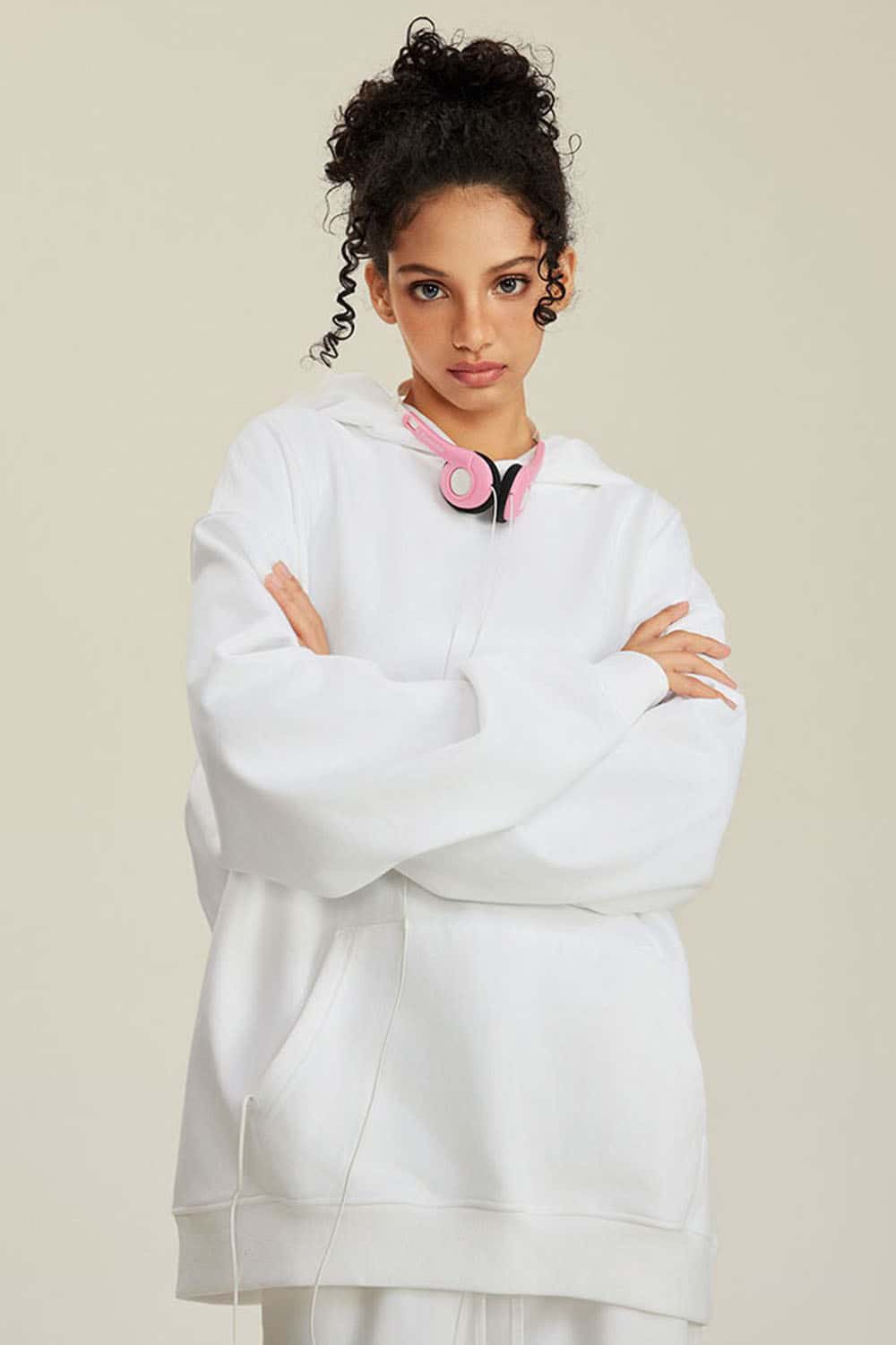 Heavyweight Terry Cloth Hoodie - Solid Color Trendy Outfit