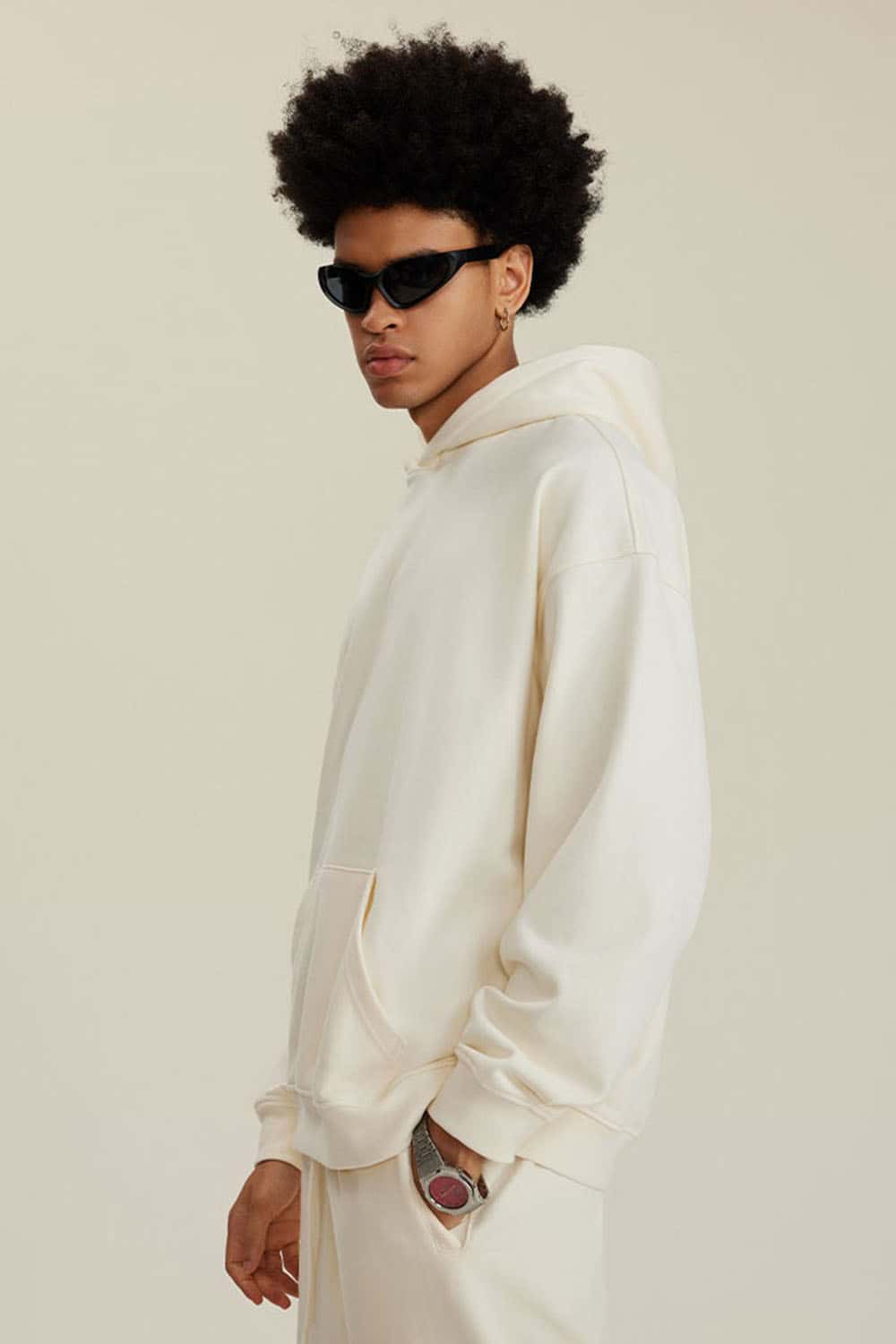 Heavyweight Terry Cloth Hoodie - Solid Color Trendy Outfit