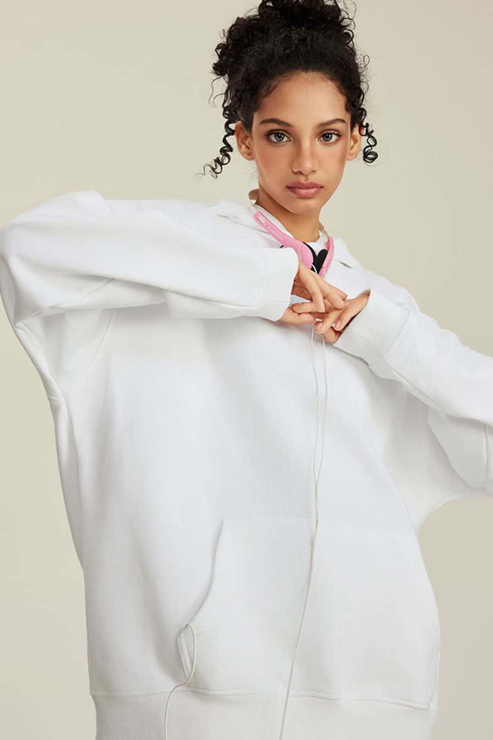 Heavyweight Terry Cloth Hoodie - Solid Color Trendy Outfit