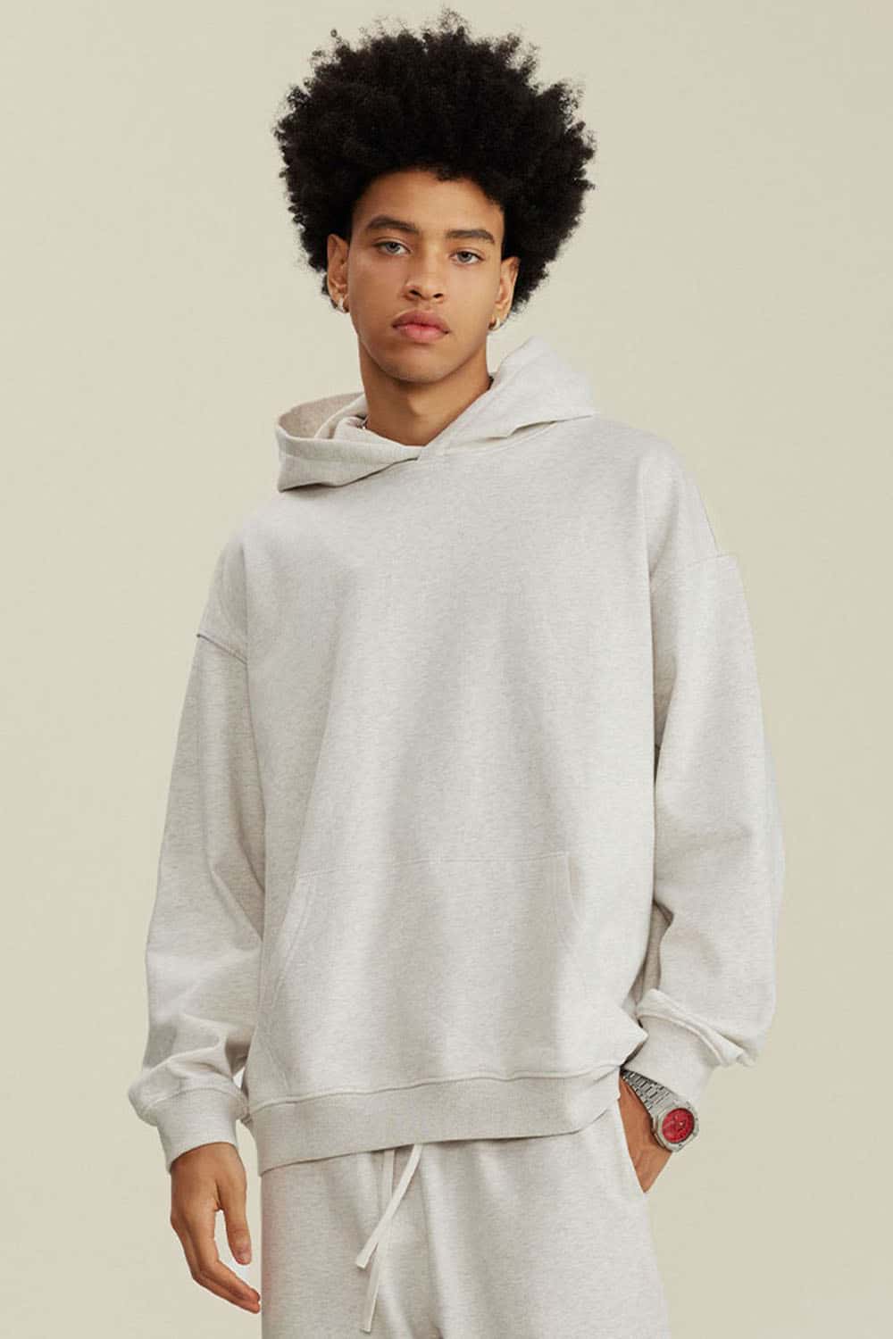 Heavyweight Terry Cloth Hoodie - Solid Color Trendy Outfit