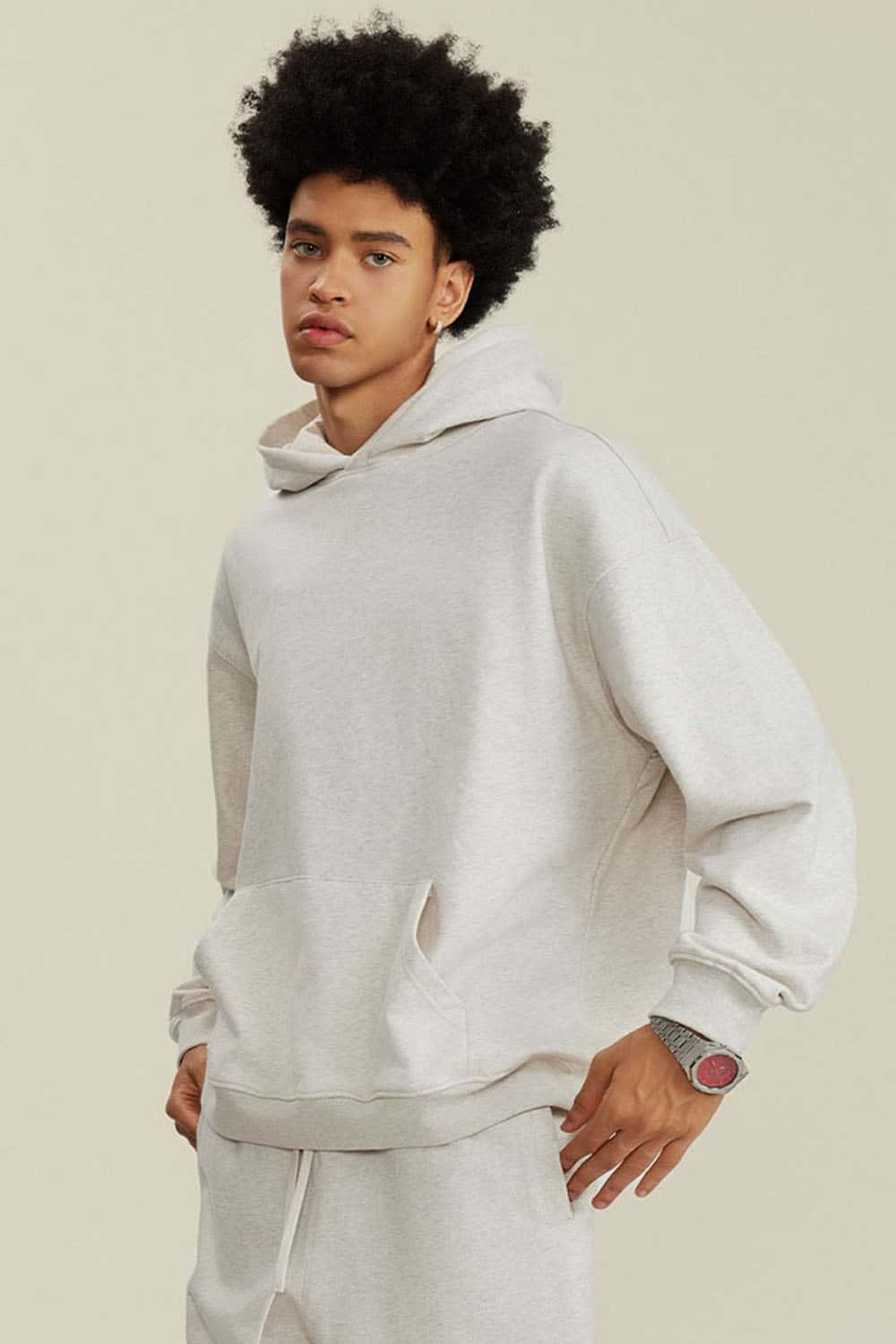 Heavyweight Terry Cloth Hoodie - Solid Color Trendy Outfit