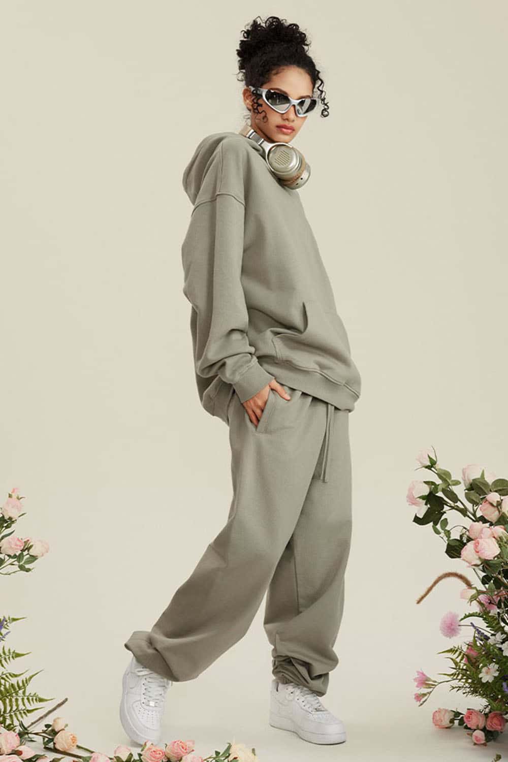 Heavyweight Terry Cloth Hoodie - Solid Color Trendy Outfit