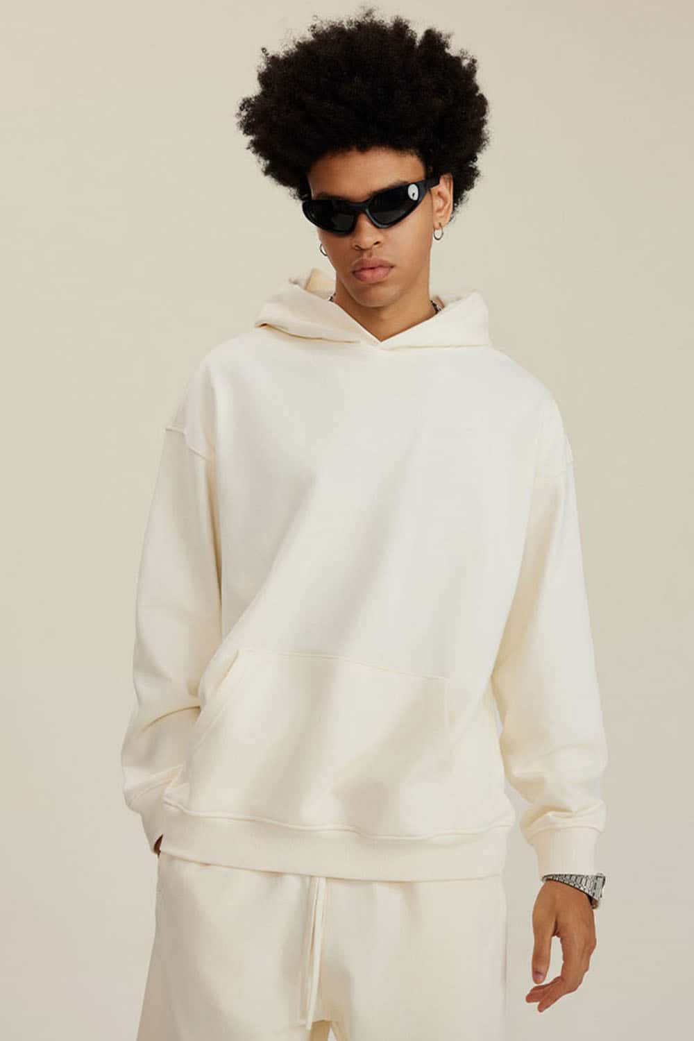 Heavyweight Terry Cloth Hoodie - Solid Color Trendy Outfit