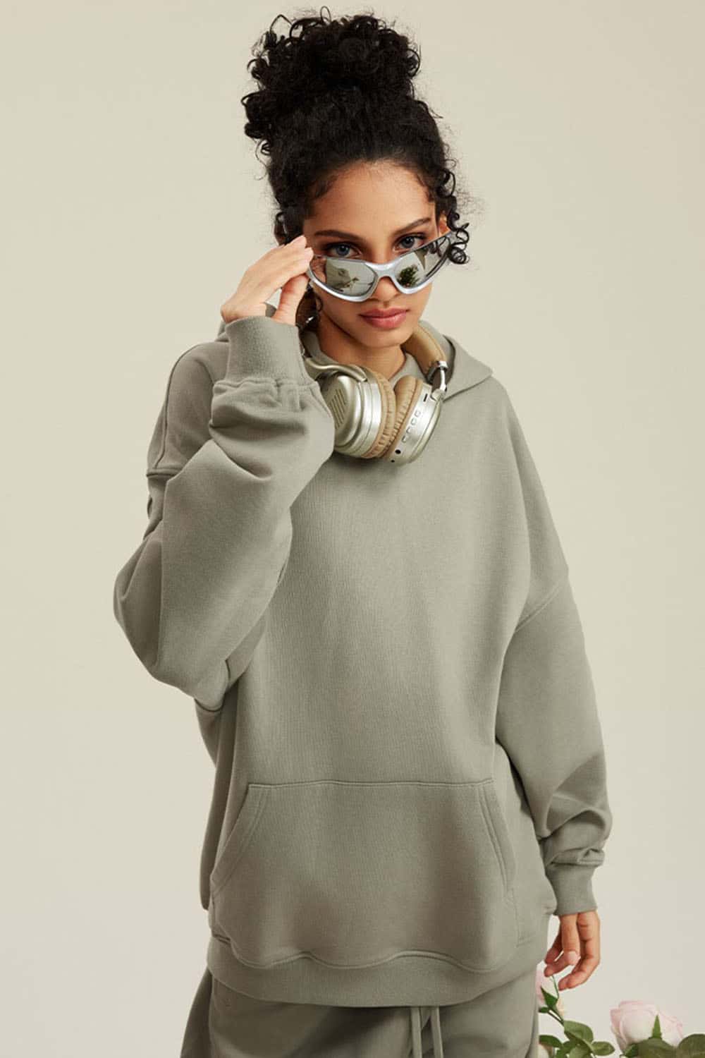 Heavyweight Terry Cloth Hoodie - Solid Color Trendy Outfit