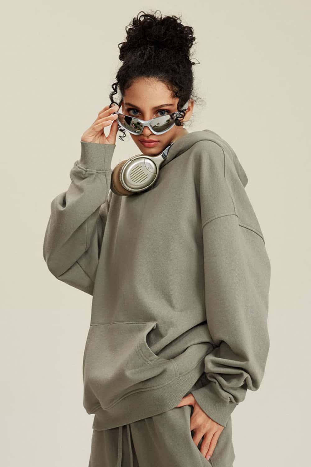 Heavyweight Terry Cloth Hoodie - Solid Color Trendy Outfit