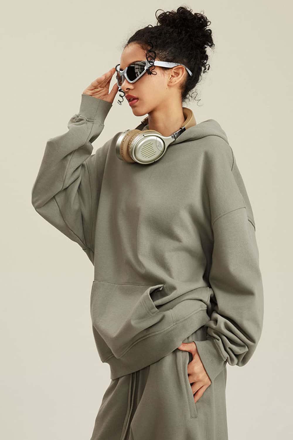 Heavyweight Terry Cloth Hoodie - Solid Color Trendy Outfit