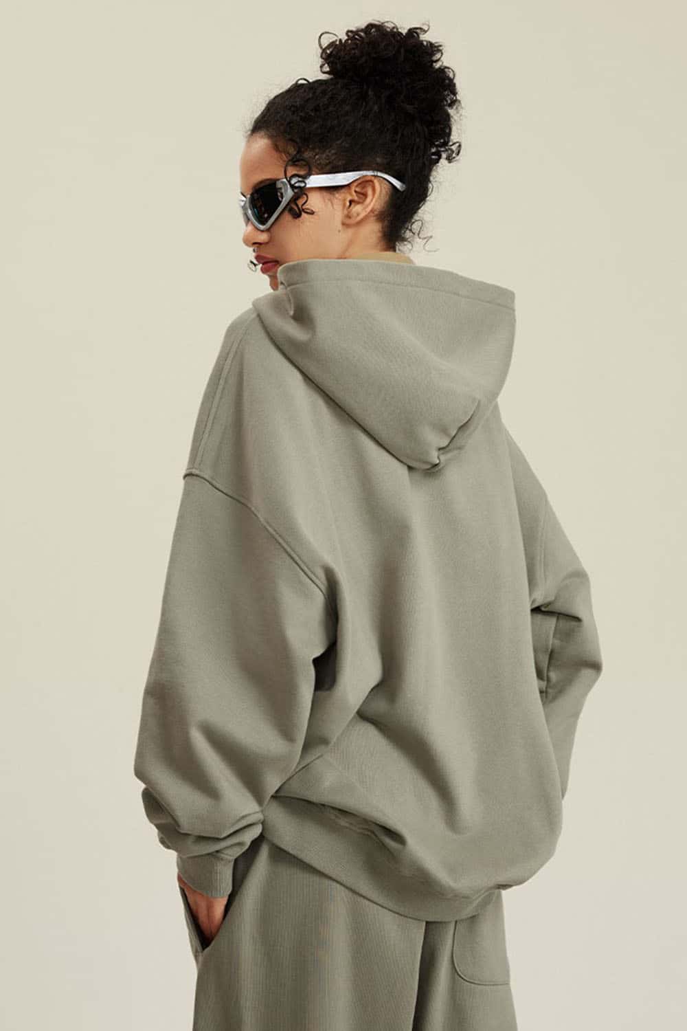 Heavyweight Terry Cloth Hoodie - Solid Color Trendy Outfit