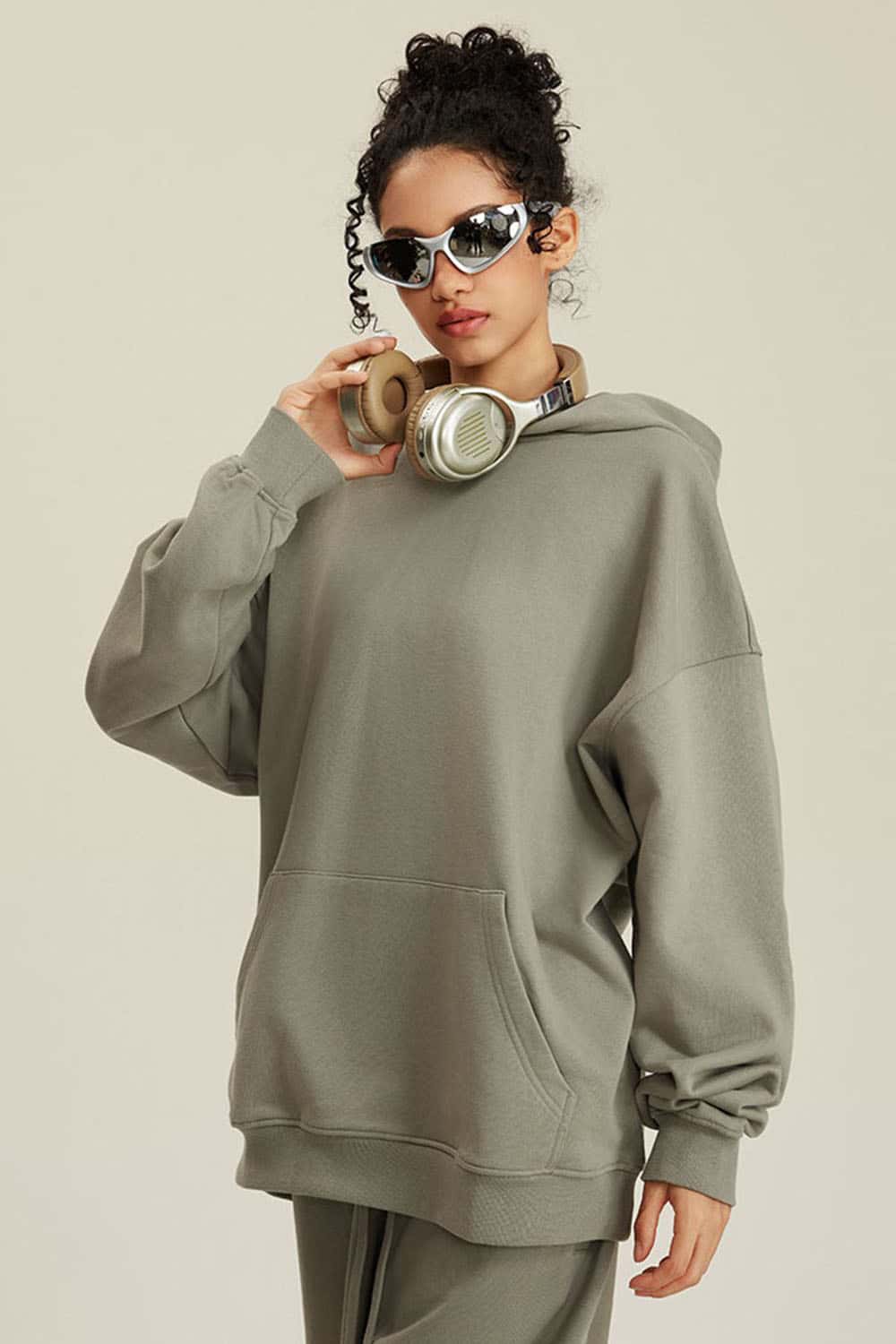 Heavyweight Terry Cloth Hoodie - Solid Color Trendy Outfit