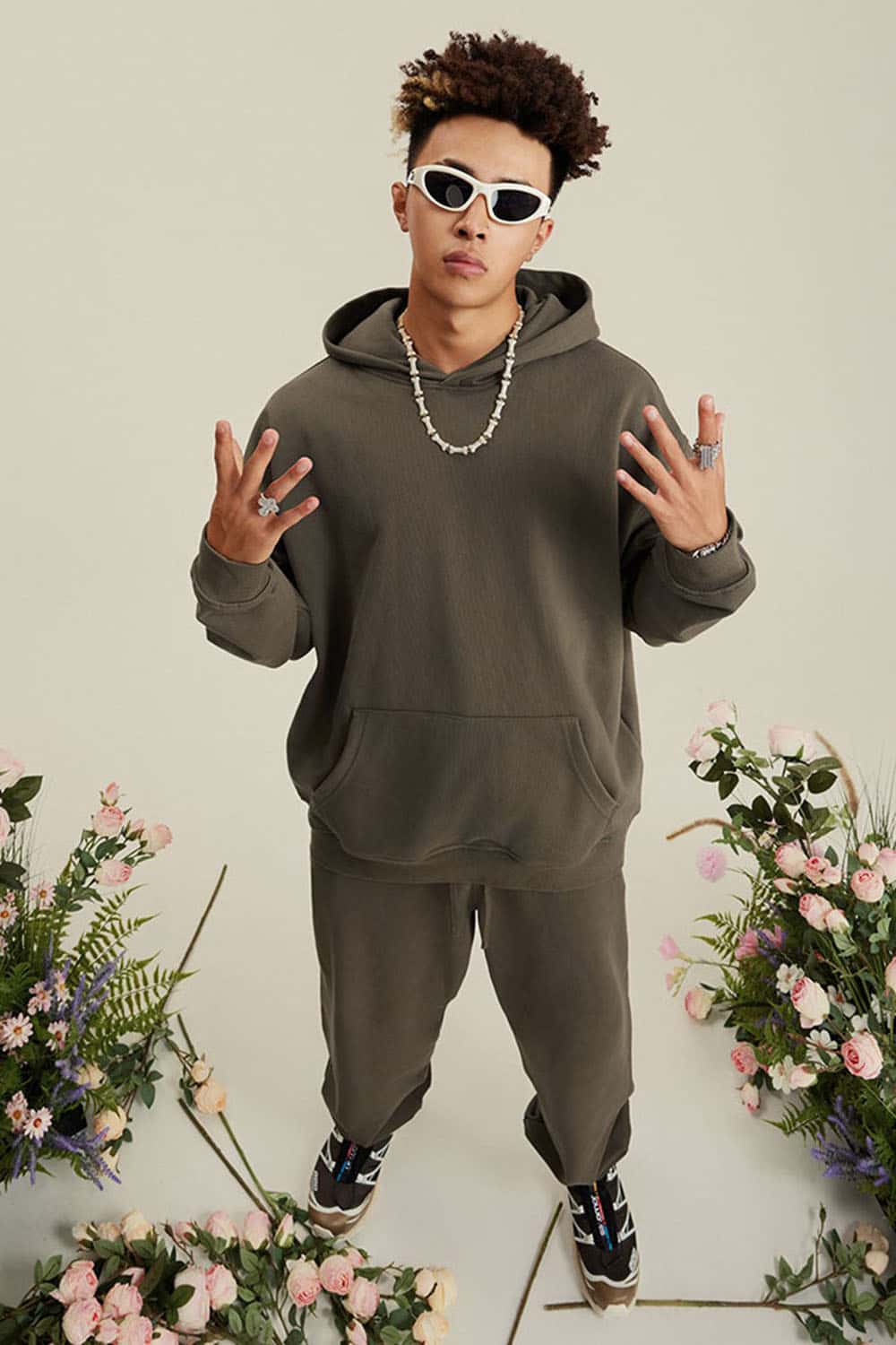 Heavyweight Terry Cloth Hoodie - Solid Color Trendy Outfit