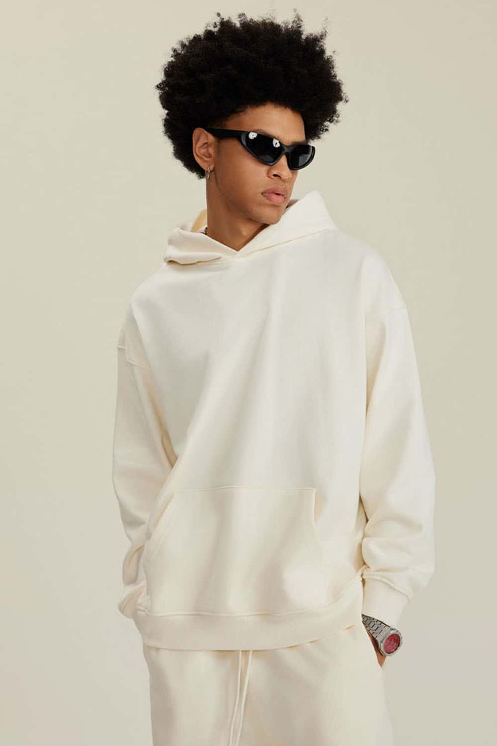 Heavyweight Terry Cloth Hoodie - Solid Color Trendy Outfit