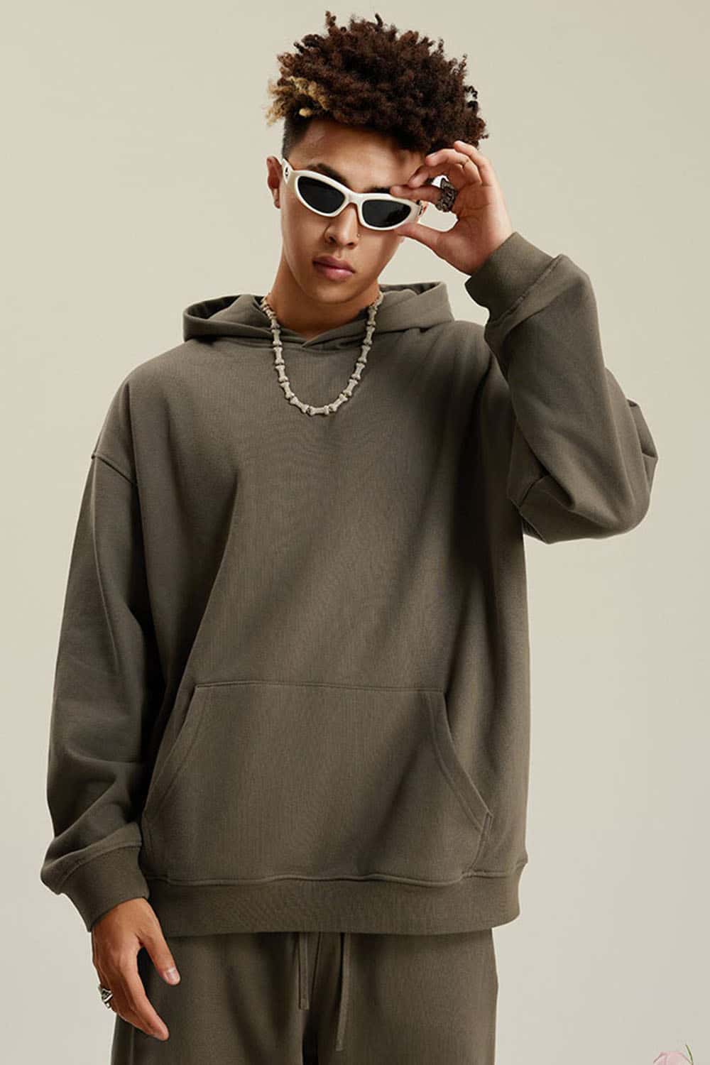 Heavyweight Terry Cloth Hoodie - Solid Color Trendy Outfit