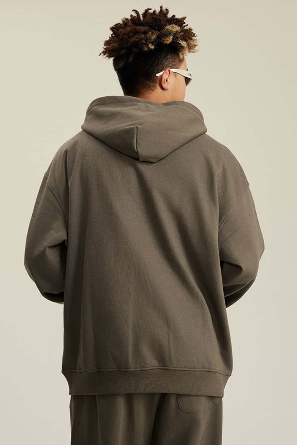Heavyweight Terry Cloth Hoodie - Solid Color Trendy Outfit