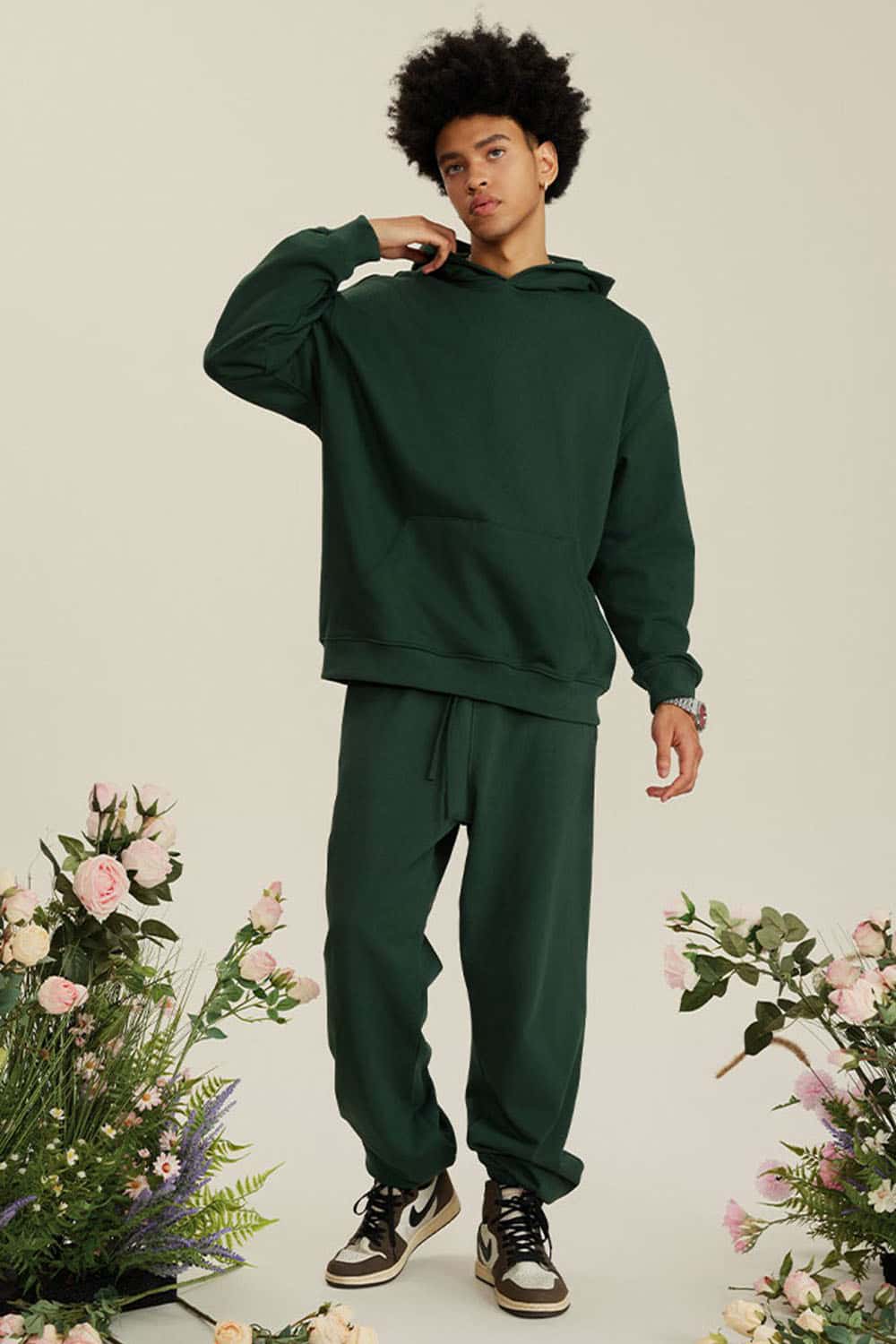 Heavyweight Terry Cloth Hoodie - Solid Color Trendy Outfit