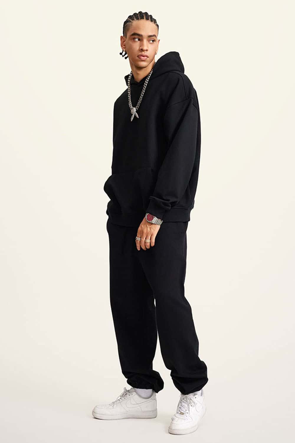 Heavyweight Terry Cloth Hoodie - Solid Color Trendy Outfit