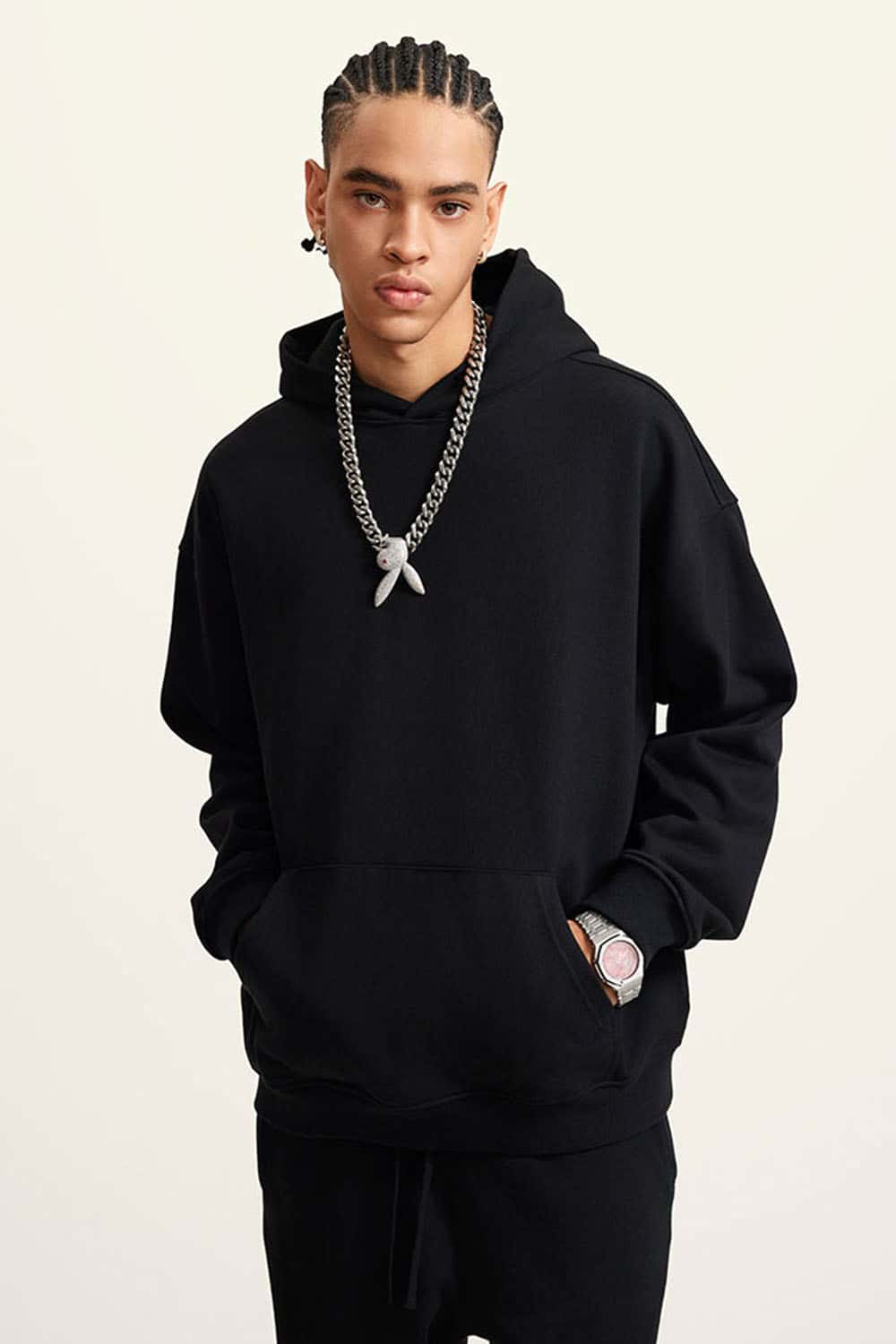 Heavyweight Terry Cloth Hoodie - Solid Color Trendy Outfit