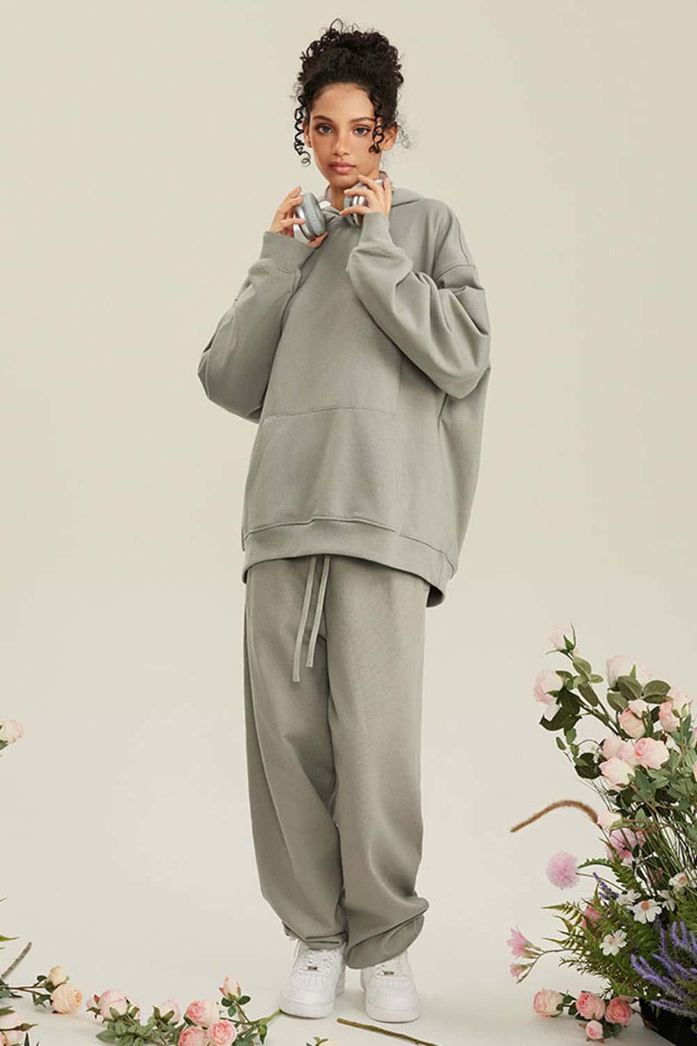 Heavyweight Terry Cloth Hoodie - Solid Color Trendy Outfit