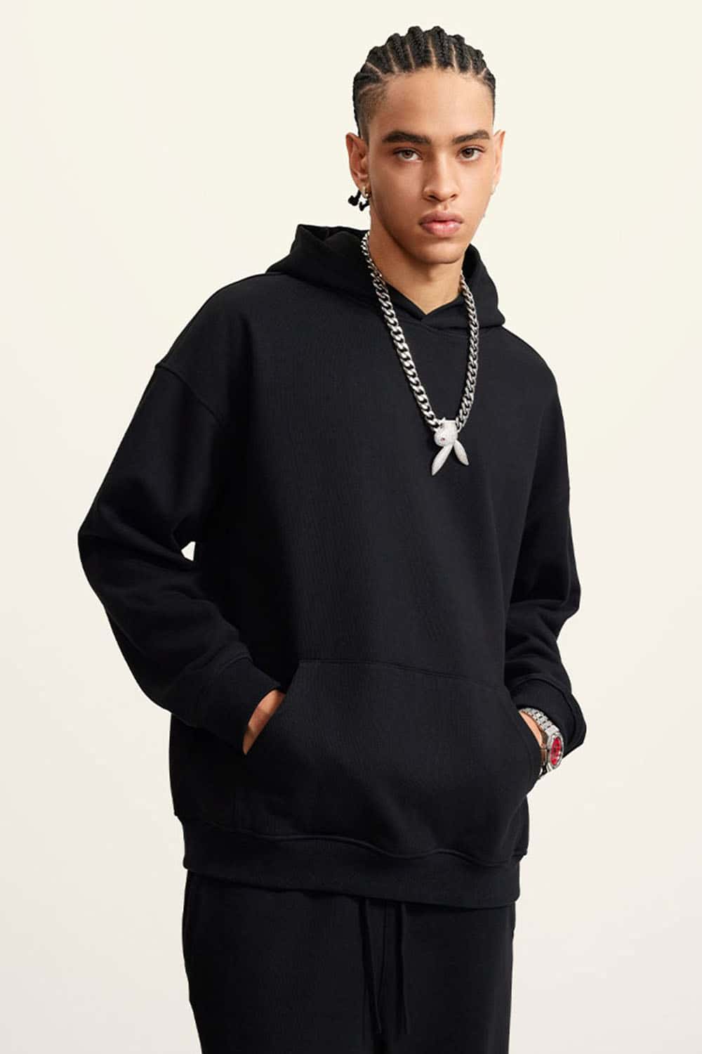 Heavyweight Terry Cloth Hoodie - Solid Color Trendy Outfit