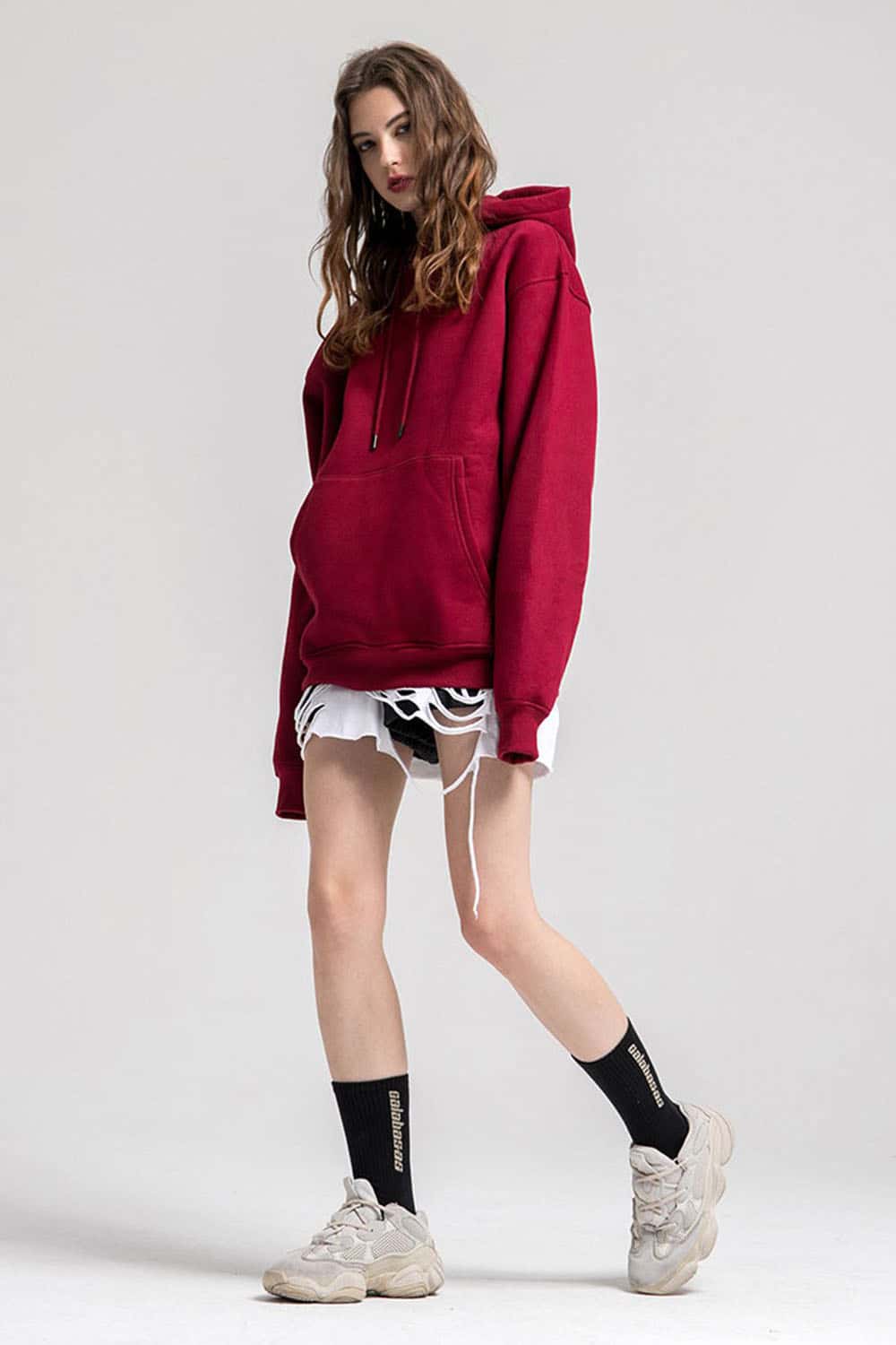 Fleece-Lined Solid Color Hoodie with Plush Hood - Cozy Casual Wear