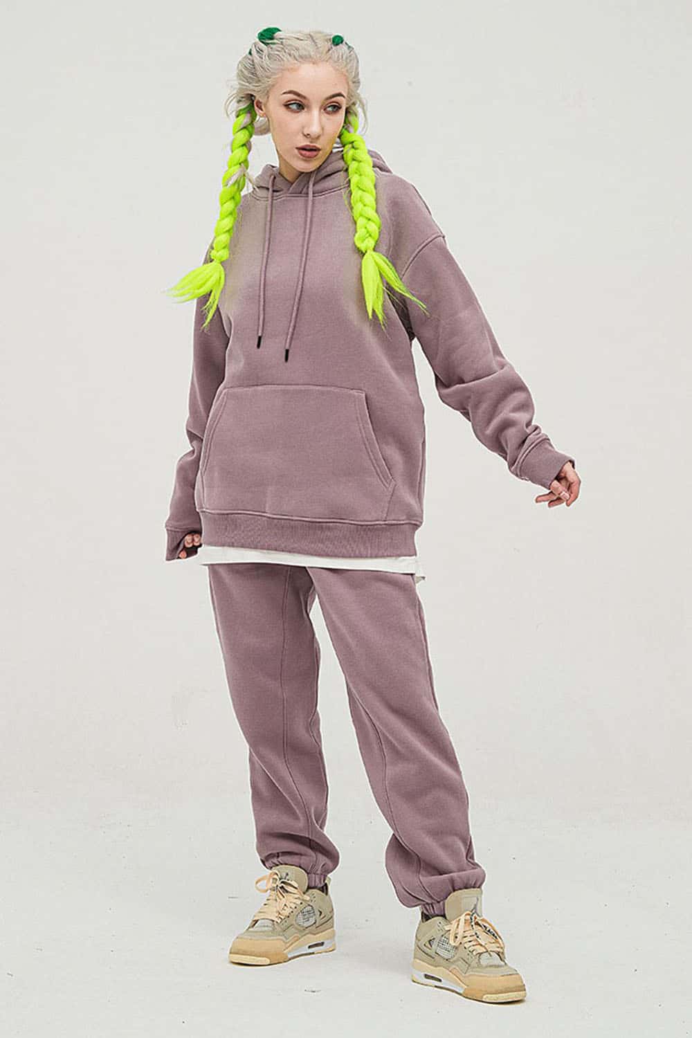 Fleece-Lined Solid Color Hoodie with Plush Hood - Cozy Casual Wear